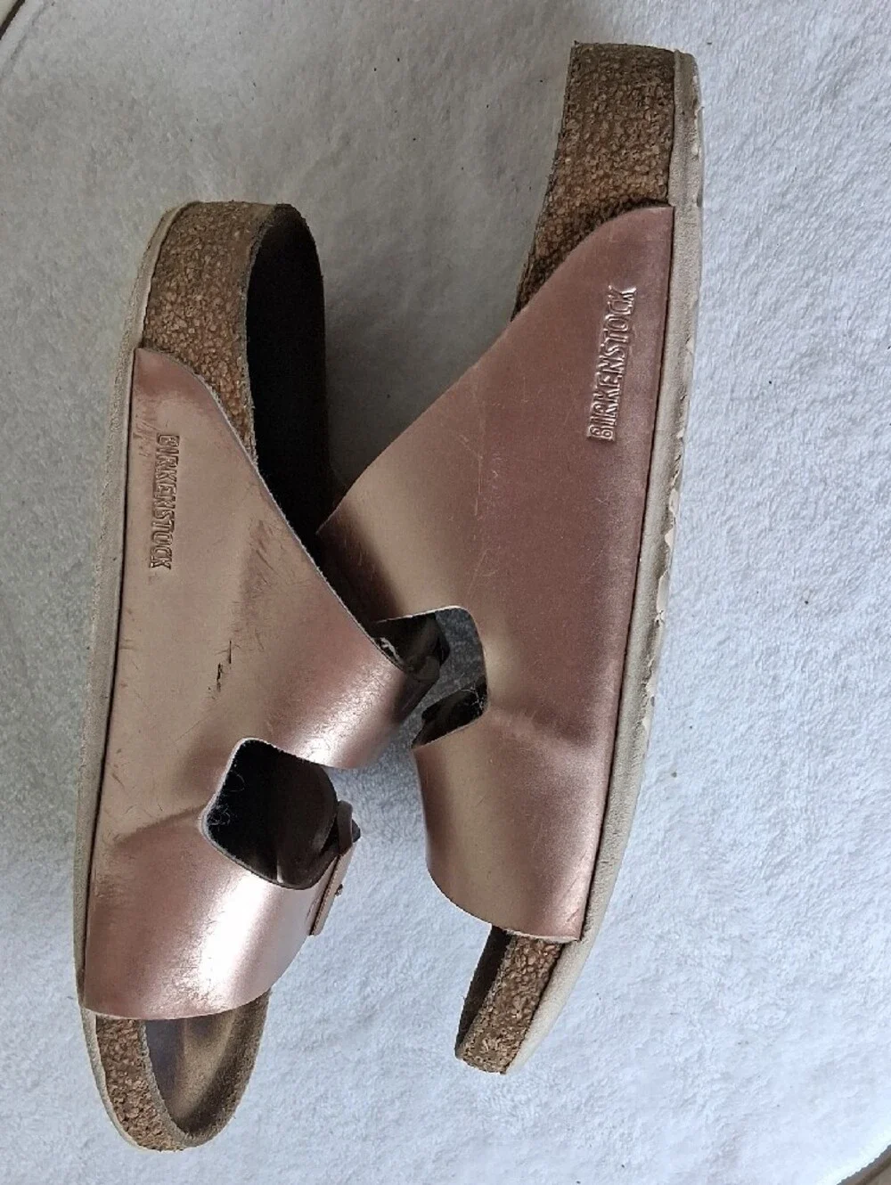 Birkenstock Kids Metallic Rose Gold Double-Strap Sandals
